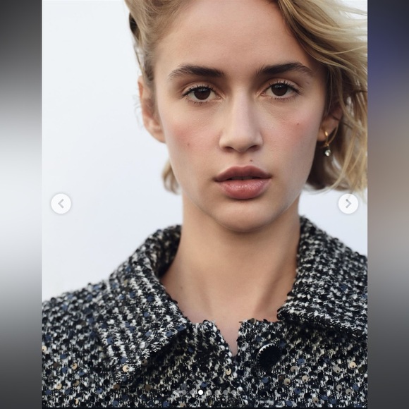 New ZARA Sequined Tweed Jacket - Picture 6 of 13